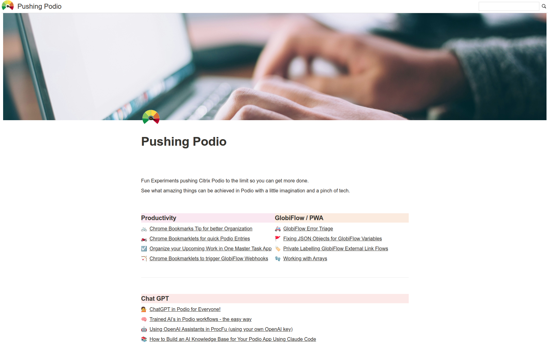 Pushing Podio screenshot