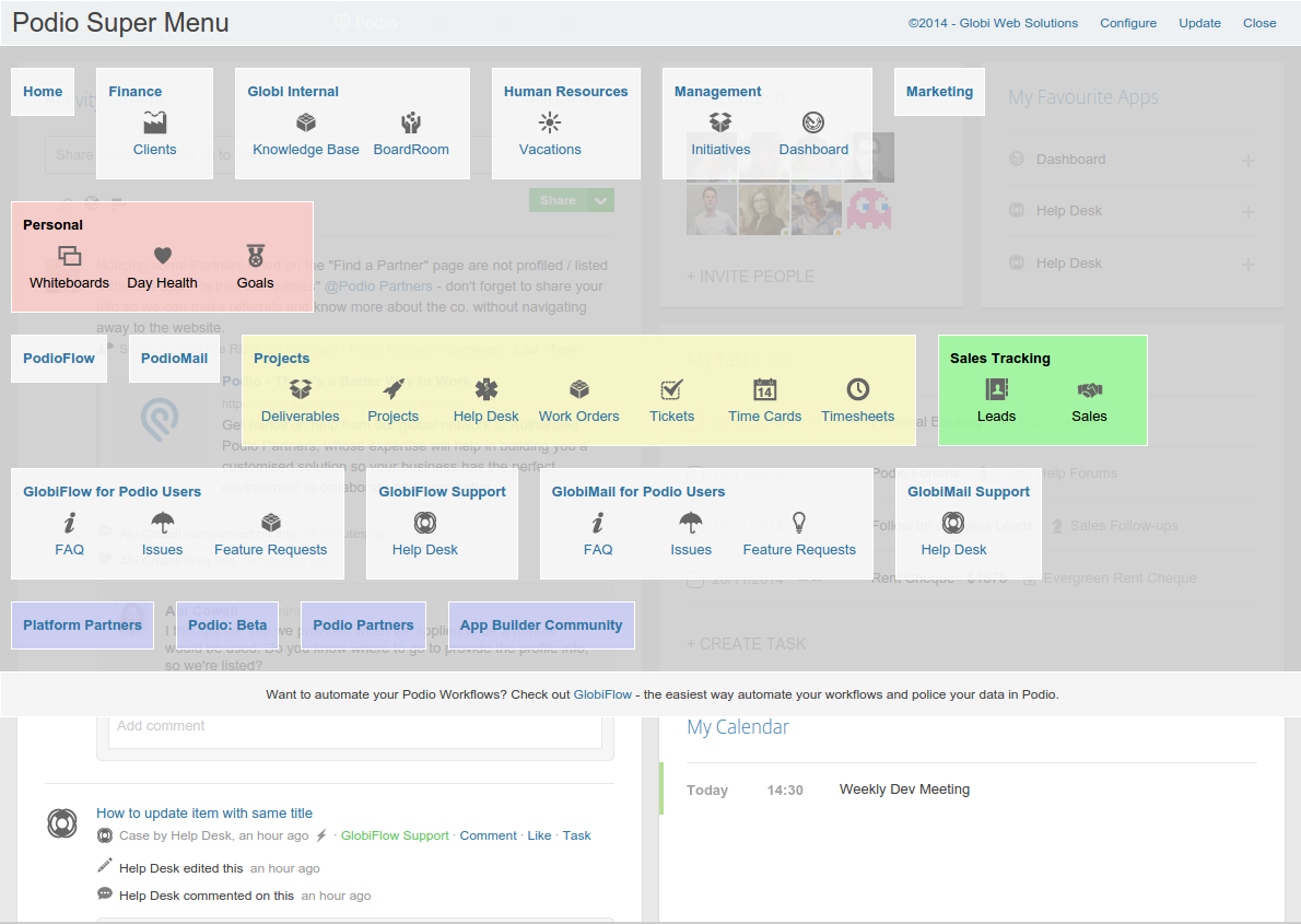 Podio Super Menu screenshot